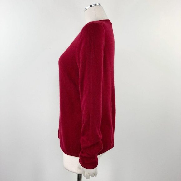 Fiona L Sweater Burgundy Red Cashmere Scoop Neck V - Picture 4 of 8